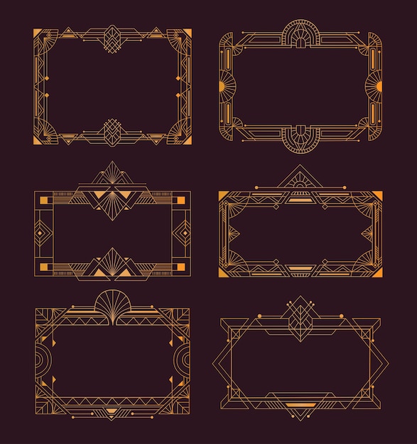 Gradient art deco frame set collection