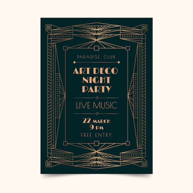 Gradient art deco party poster template