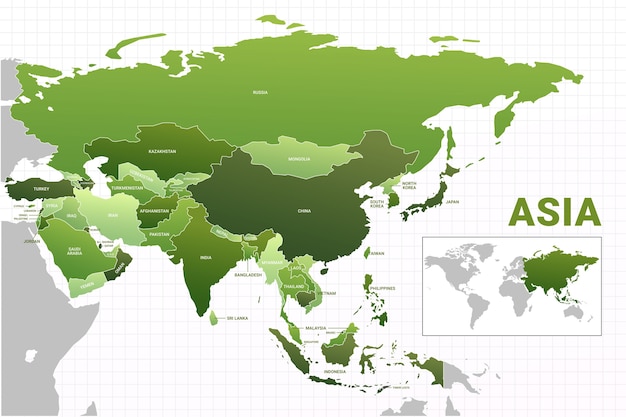 Gradient asia map illustration