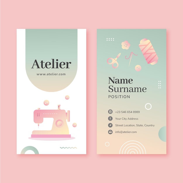 Gradient atelier service vertical business card