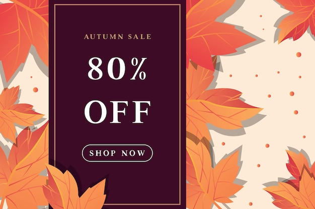 Gradient autumn sale banner with autumn leaves