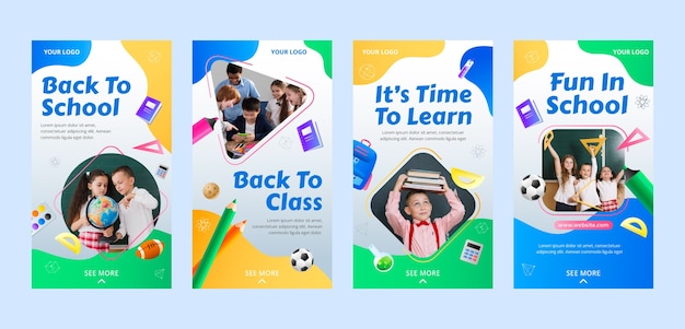 Gradient back to school instagram stories collection