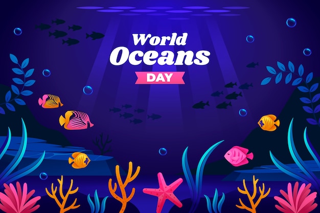 Gradient background for world oceans day celebration