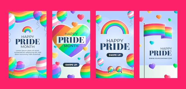 Gradient balloons pride month instagram stories