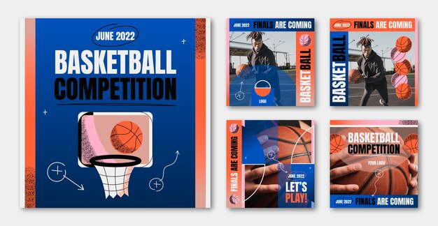 Vector gradient  basketball instagram post