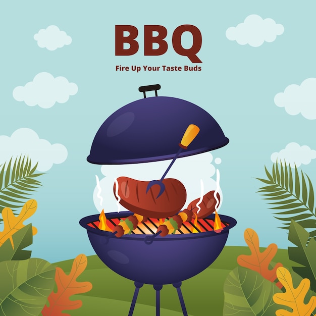 Vector gradient bbq party illustration