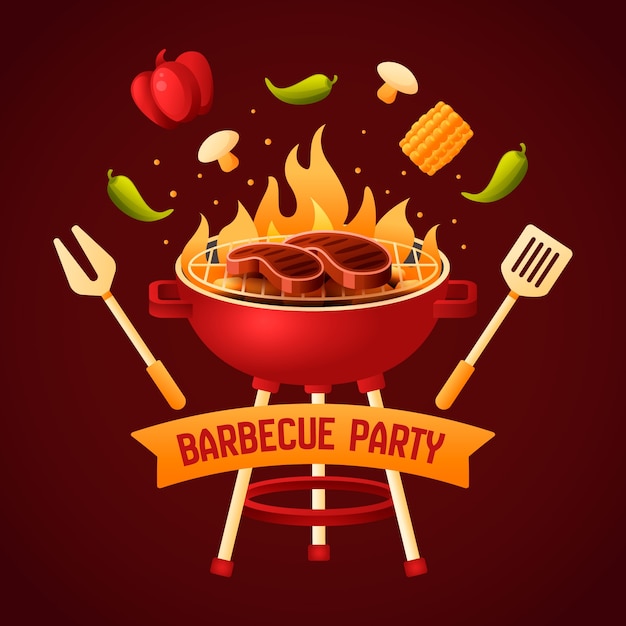 Gradient bbq party illustration