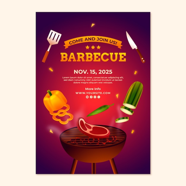 Vector gradient bbq poster template