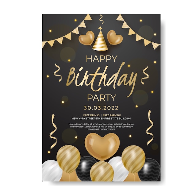 Gradient birthday party flyer