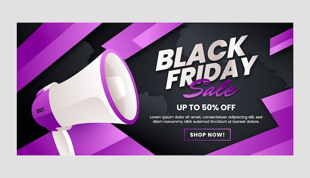 Vector gradient black friday horizontal sale banner template