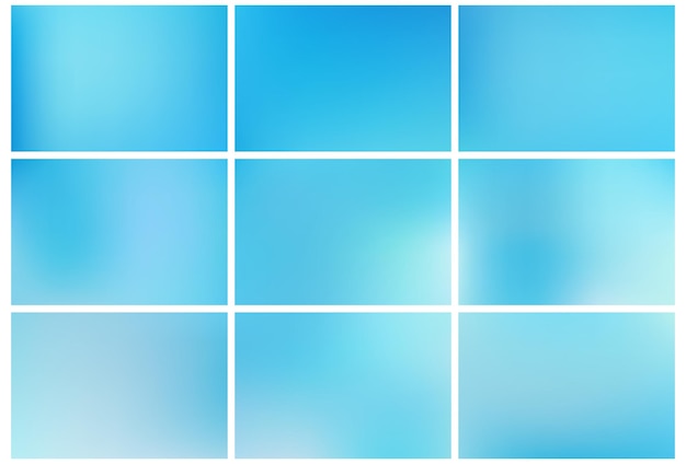 Gradient Blue abstract backgrounds set Collection of simple blue gradient mesh backgrounds VectorxA