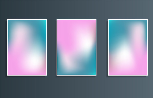 Gradient blurred color background wallpaper set vector