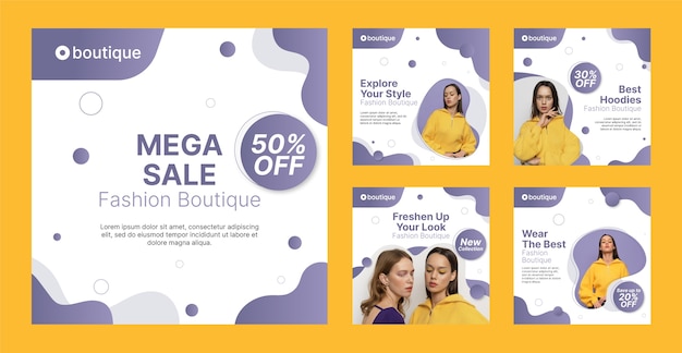 Gradient boutique template instagram posts