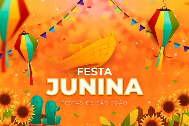 Gradient brazilian festas juninas background