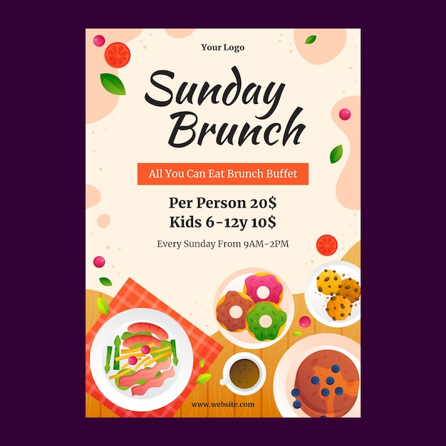 Gradient breakfast and brunch poster design