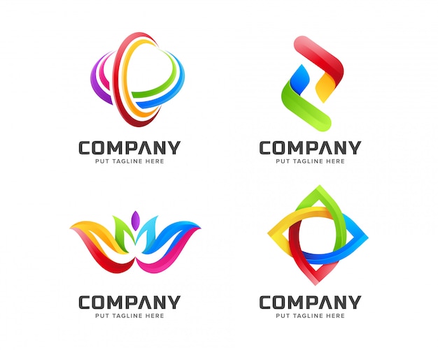 gradient business colorful rainbow logo template with abstract shape