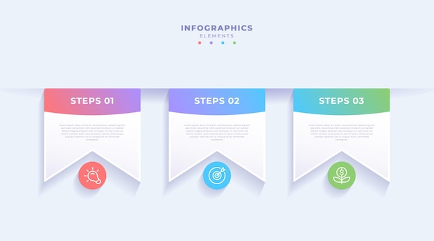 Gradient business infographic template with three steps or options