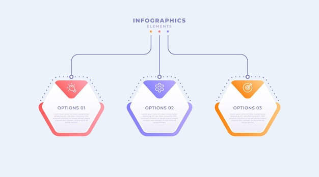 Gradient business infographic template with three steps