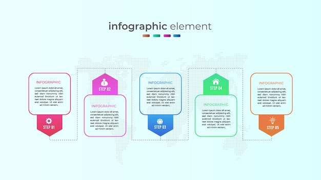 Gradient business timeline infographic idea with five option