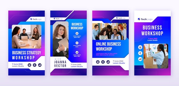 Gradient business workshop instagram stories template