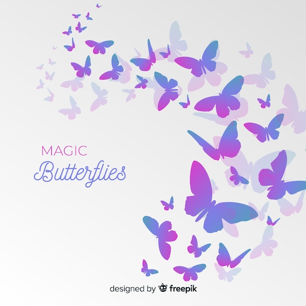 Gradient butterfly swarm silhouette background