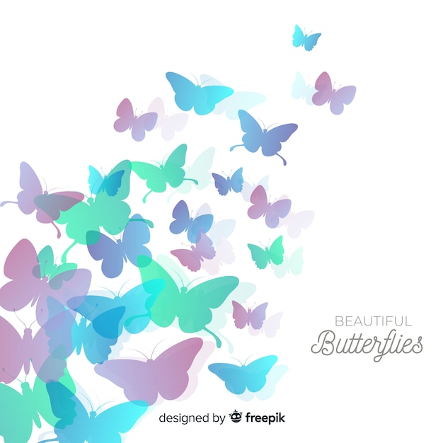 Vector gradient butterfly swarm silhouette background