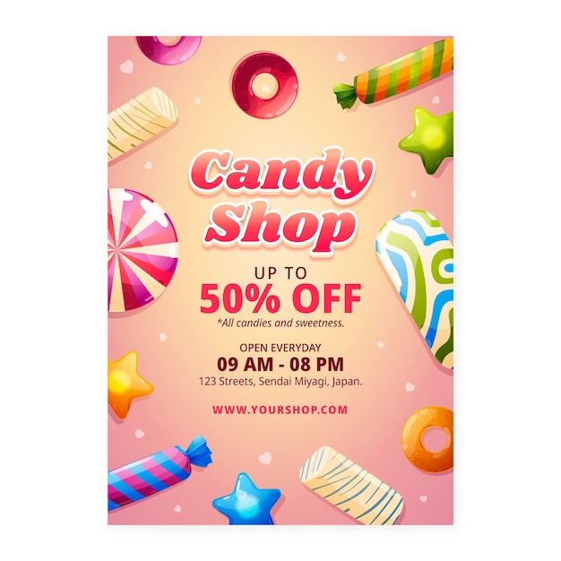 Vector gradient  candies flyer template