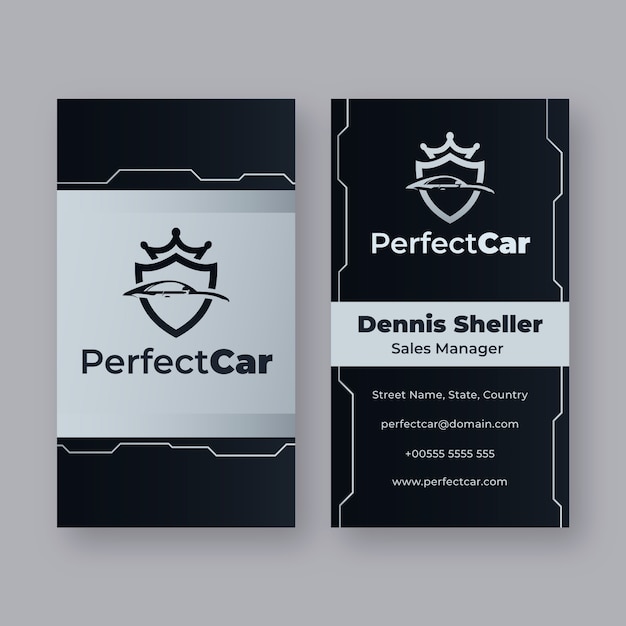 Gradient car dealer business vertical business card