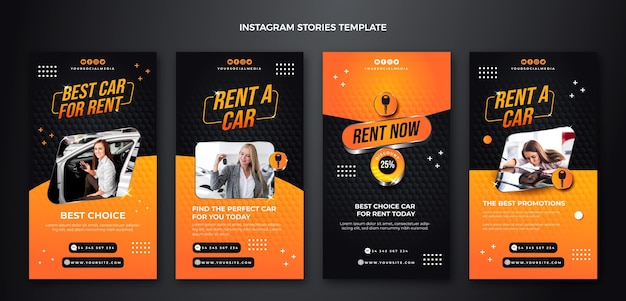 Gradient car rental instagram stories collection