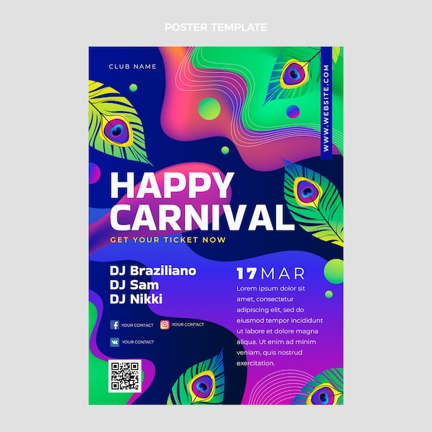 Gradient carnival vertical poster template