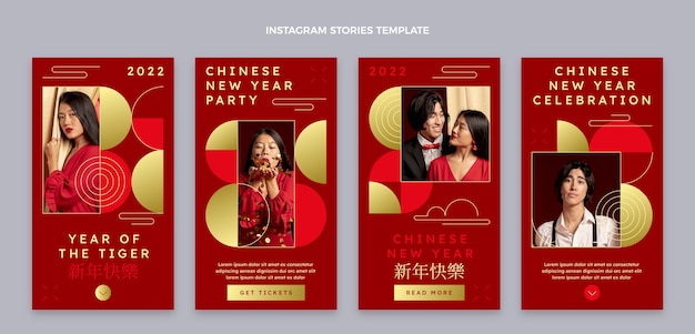 Gradient chinese new year instagram stories collection