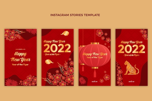 Gradient chinese new year instagram stories collection