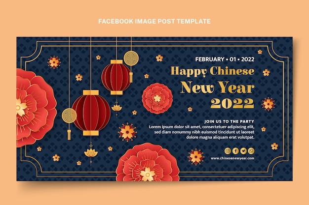 Gradient chinese new year social media post template