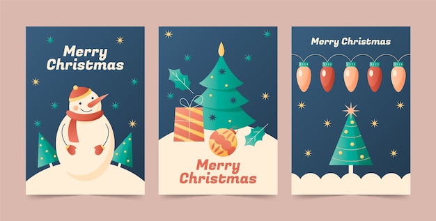 Gradient christmas season greeting cards set