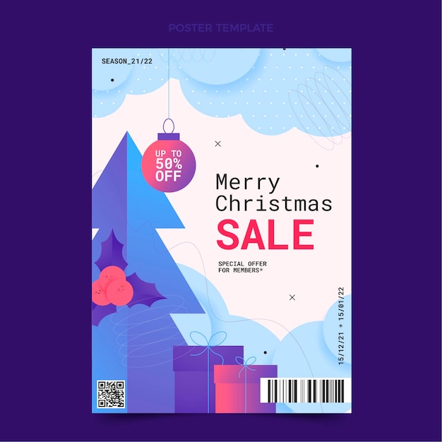 Gradient christmas vertical poster template