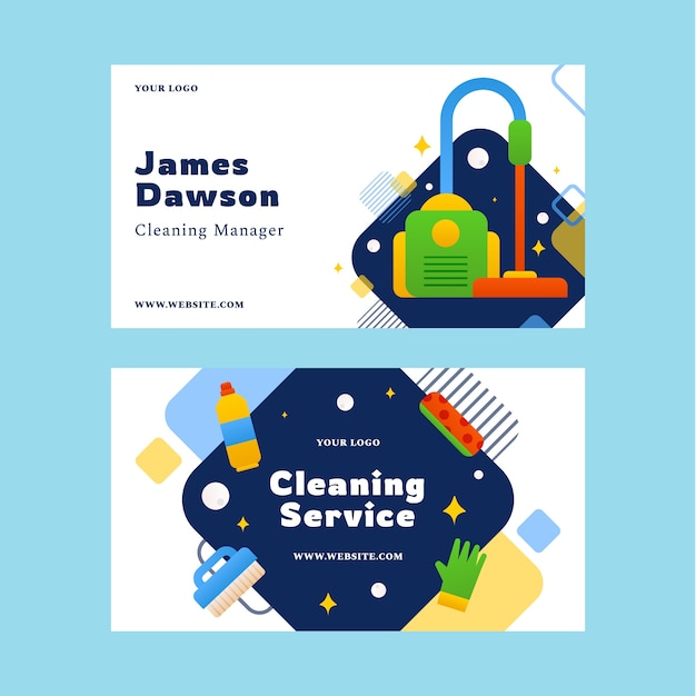 Vector gradient cleaning services business card