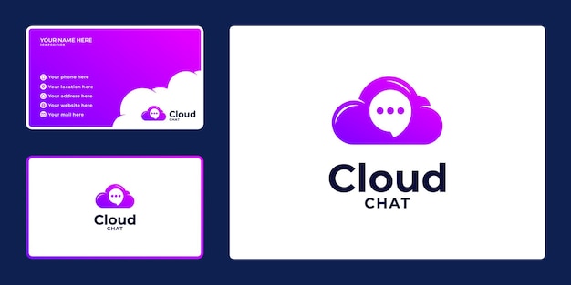 Gradient cloud logo with bubble chat combinations, and business card,