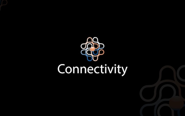 Gradient colored Connectivity logo template. Line connection showing here connectivity.