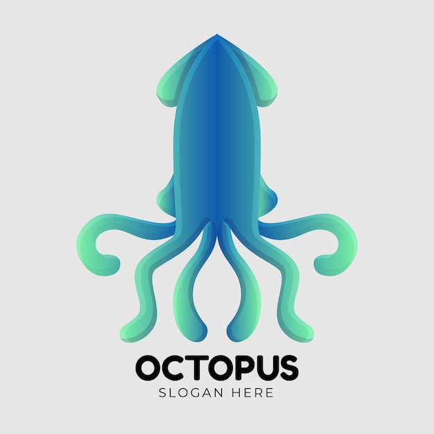 Gradient colored octopus logo template Premium Vector