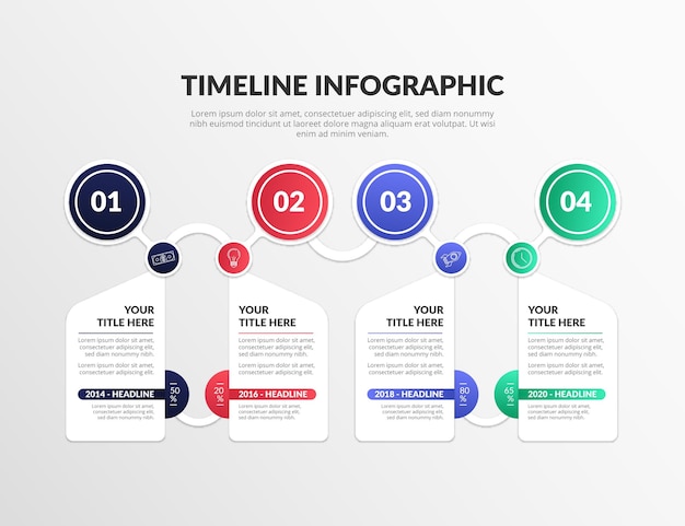 Gradient colored timeline infographic template