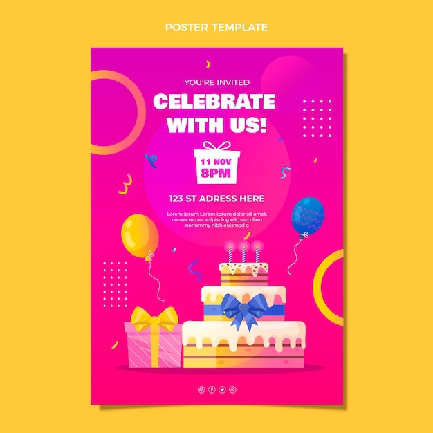 Gradient colorful birthday poster