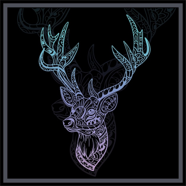 Gradient Colorful deer head mandala arts