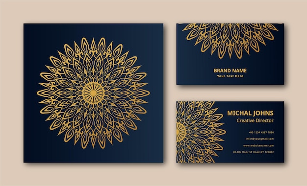 Gradient colorful mandala business card background wallpaper  