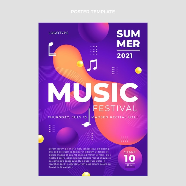 Gradient colorful music festival poster