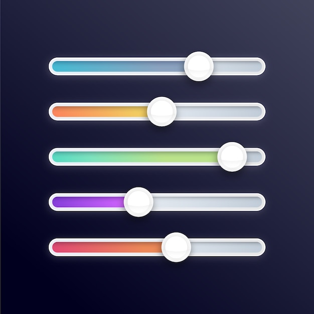 Gradient colorful sliders collection