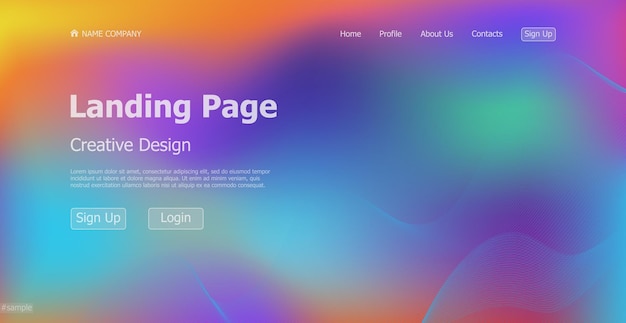 Gradient colorful web template landing page digital website landing page design concept Vector illustration