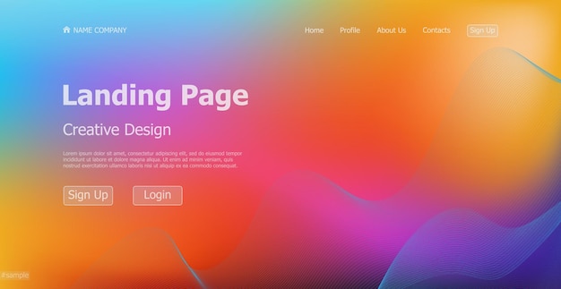 Gradient colorful web template landing page digital website landing page design concept Vector illustration