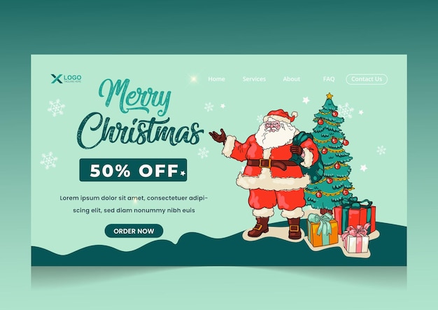 Gradient colorfull mary christmas landing page template