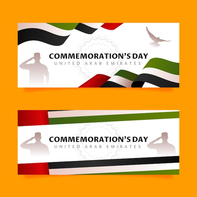 Gradient commemoration day horizontal banners set