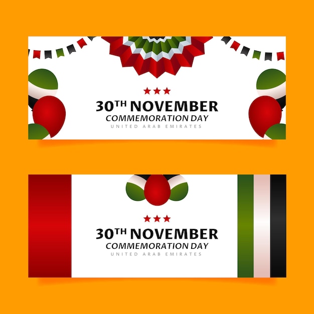 Gradient commemoration day horizontal banners set